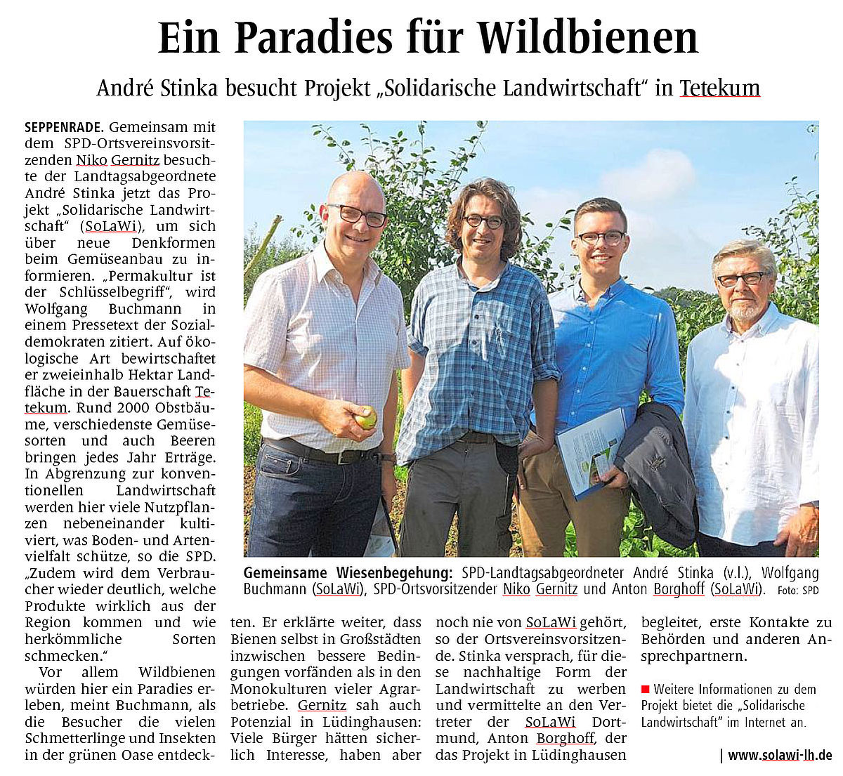 SoLaWi in der Presse | Wildbienen Paradies